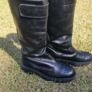 MaxMara Black Leather Moto Boots